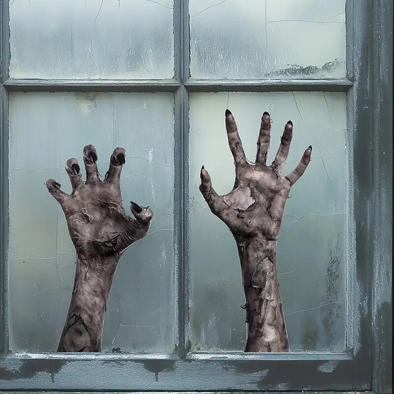 Ghostly Hand Window Sticker - Halloween Zombie Wall Stickers Matte Self-Adhesive PVC Stickers for Home Office Bedroom and Bar2
