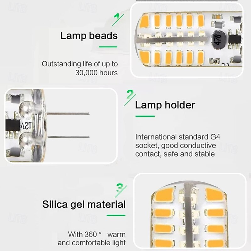 G4 LED Bulbs AC/DC 12V JC Bi-Pin Base Light Bulbs 3W Equiavlent to 30W Halogen Bulb White Warm White Red Blue Green 6Pcs3