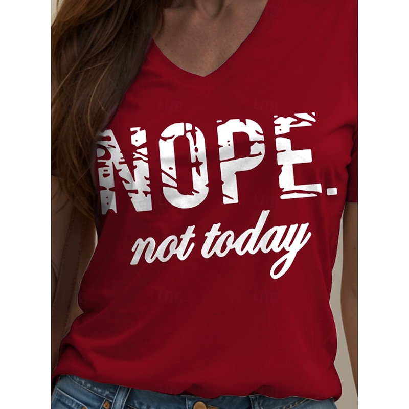 Women's T Shirt Graphic Letter Vintage Stylish Classic Short Sleeve V Neck Regular Tops Daily Print Black White Pink Red Blue Summer Spring3