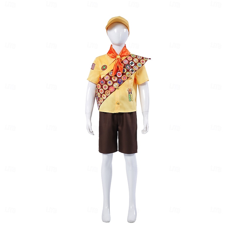 Up Explorer Scout Wilderness Explorers Russell Outfits Costume Adventure Movie Cosplay Movie Cosplay for Boys Kid's Halloween Carnival World Book Day Performance Educational Dress Up School Event3