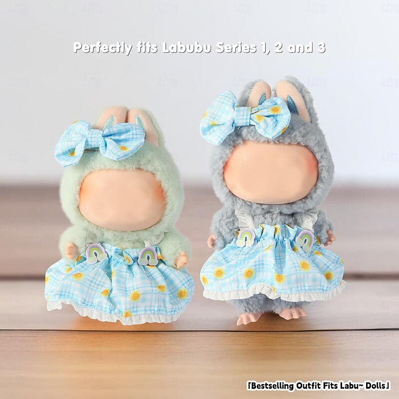 Clothes for lapupu(no Dolls)Designed for 17cm Dolls can be Used to Change Outfit for your15&17cm Dolls(2pc Set)2