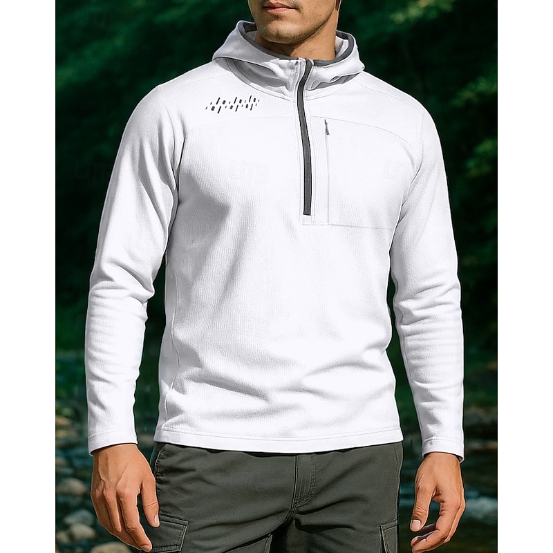 Men's Hoodie Polo Sweatshirt Hiking top Long Sleeve Hoodie Tee Tshirt Top Outdoor Quick Dry Lightweight Breathable Quarter-Zip Polyester Black White Royal Blue Tennis Golf Running4