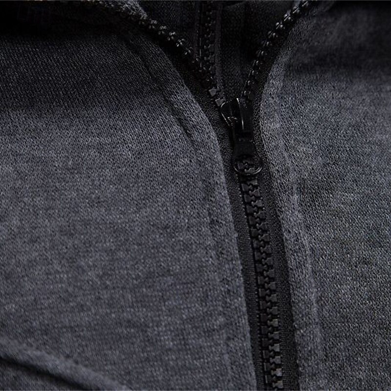 Men's Hoodie Full Zip Hoodie Black Red Light Grey Dark Gray Hooded Plain Pocket Sports & Outdoor Daily Holiday Polyester Streetwear Basic Casual Spring Autumn / Fall Clothing Apparel Hoodies3