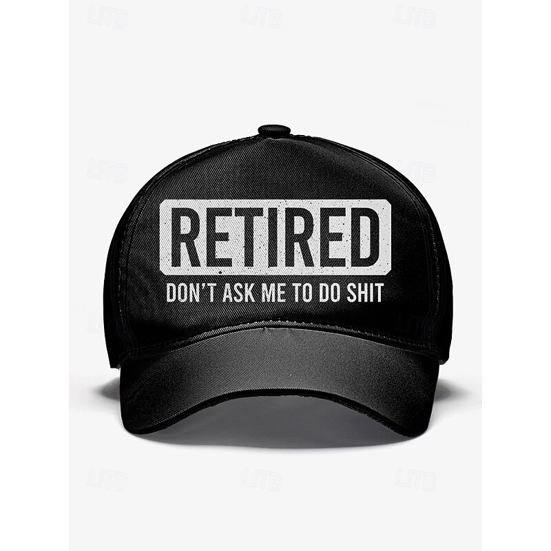 Men's Funny Black Baseball Cap with "Retired" Print – Adjustable Cotton Hat for Retirees, Casual Outdoor Wear and Gag Gifts3