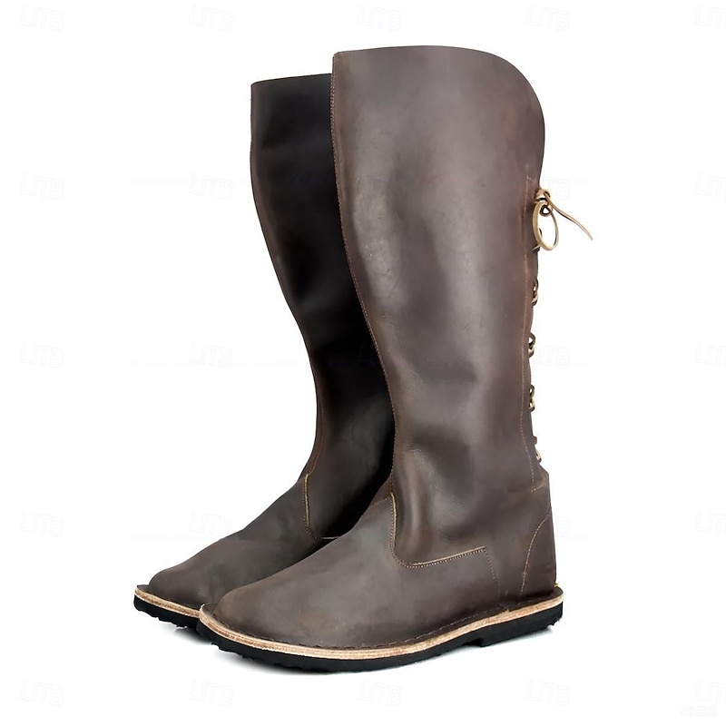 Medieval Renaissance Shoes Boots Knee High Boots Pirate Viking Crusader Fancy Dress Men's Celtic Pirate Halloween Masquerade Party & Evening LARP Ren Faire Adults' Shoes