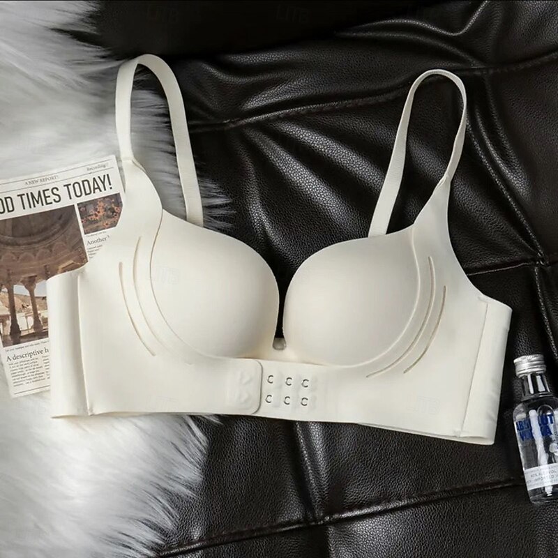 Women's Sexy Lingerie Bra BacklessNightwearNylon Spandex Solid Colored Undergarments Black White Brown Beige Gray Spring & Summer Fall & Winter3