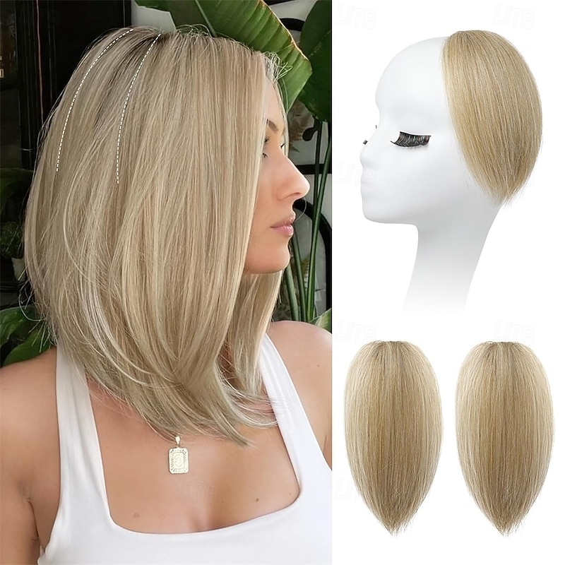 Clip in Hair Volumizer 2PCS 8 inch Short Thick Clip in Hairpieces Adding Extra Volume for Women with Thin Fine Hair - Medium Blonde