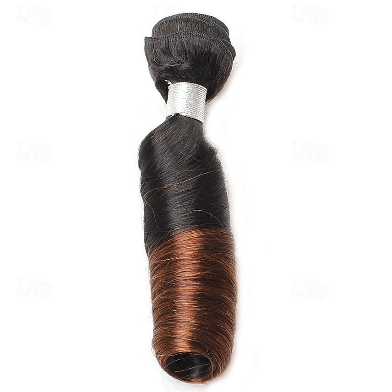1 Bundle Of Human Hair T1B/4# Color Spring Curly Wave Human Hair 12-24 Inches2