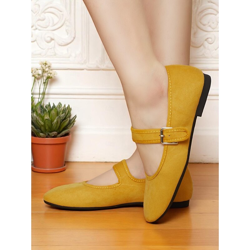 Women's Light Blue Suede Mary Jane Flats with Buckle Strap - Vintage-Inspired Comfortable Shoes for Casual Dates and Everyday Wear4