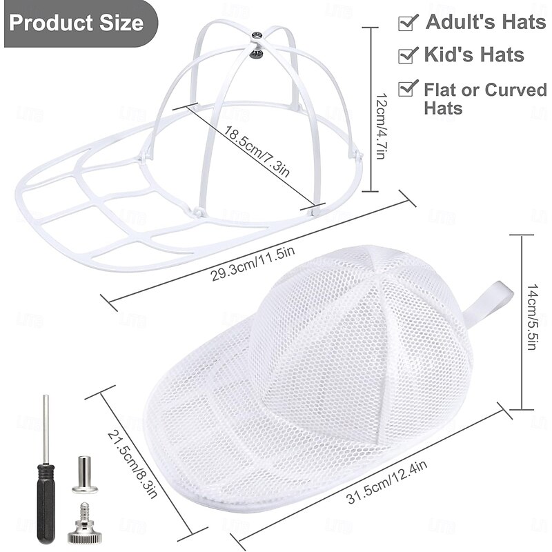 Hat Washer Cage for Baseball Caps, Foldable Hat Washing Protector Bag for Washing Machine, Anti-Deformation Hat Cleaner Laundry Bag, 1 Pack2