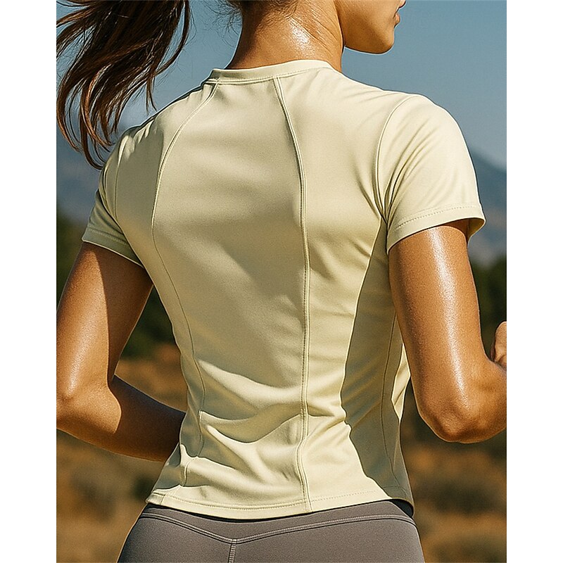 Women's Running T-Shirt Running Top Running Shirt Quarter Zip Long Sleeve Tee Tshirt Solid Colored Quick Dry Lightweight Elastic Breathable Tennis Golf Running Sportswear Activewear Black White Yellow3