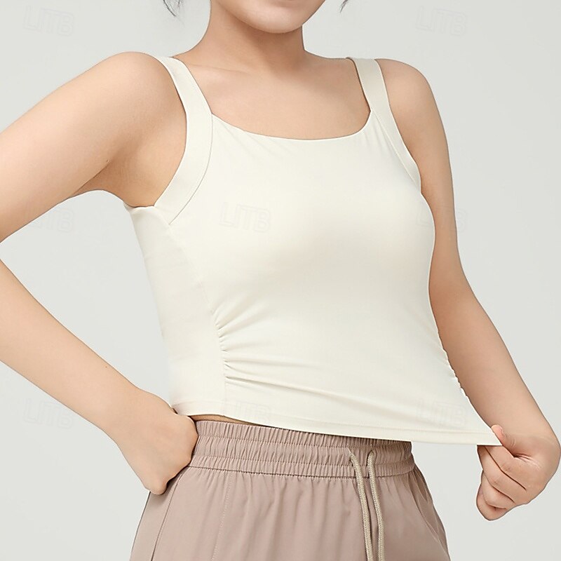 Women's Yoga Bra Sports Tank Top Pilates Bra Underwear High Impact High Supports Breathable Wireless Padded Solid / Plain Color Sport Activewear Black White Gym Pilates Running3