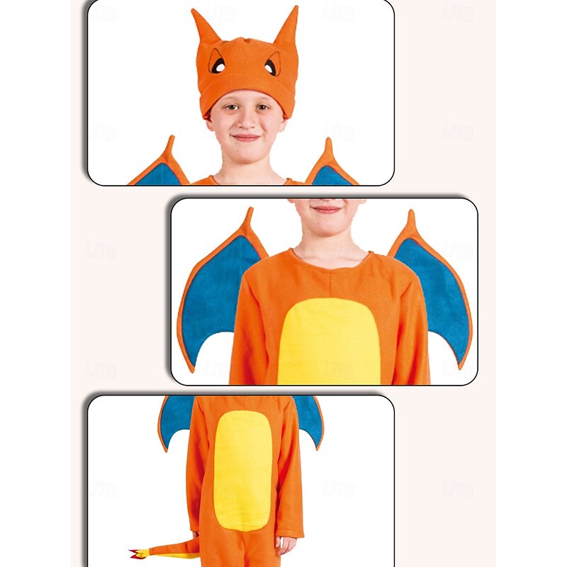 Dragon Charizard Halloween Kigurumi Onesies Fairy Tail Animal Anime Cosplay Kid's Boys' Girls' Halloween Carnival World Book Day Performance Educational Dress Up School Event Dress Up Easy Halloween3