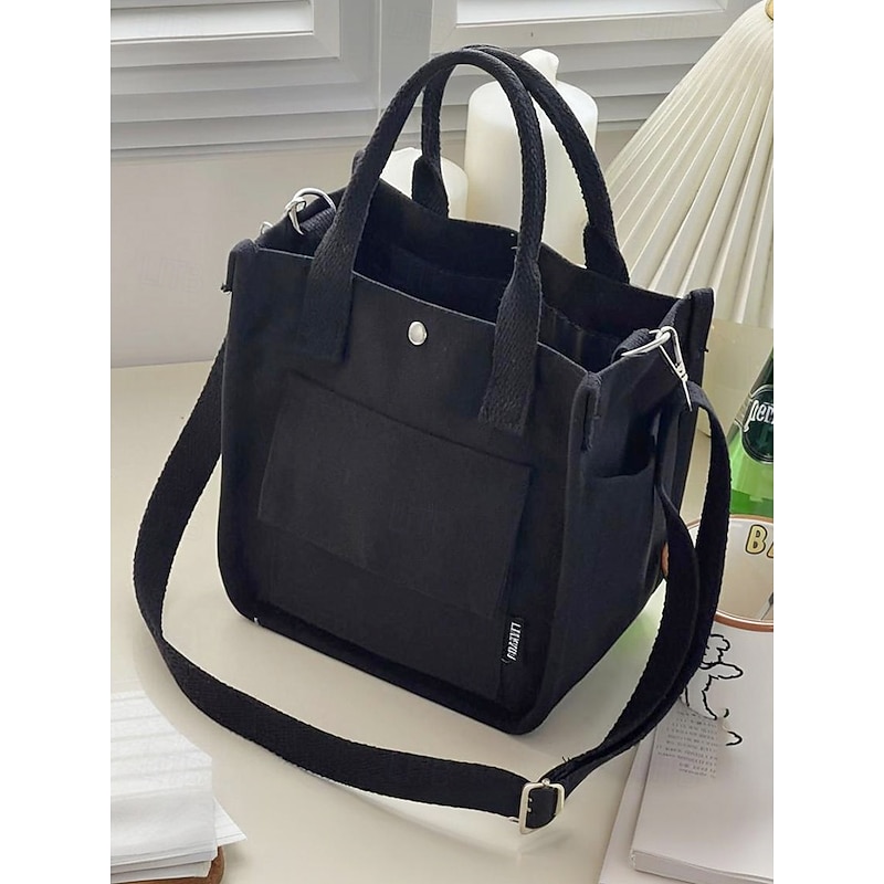 Women's Casual Canvas One Shoulder Handbag Crossbody Bag with Adjustable Shoulder Strap - Multi-Pocket Mini Tote Bag for Daily School and Shopping4