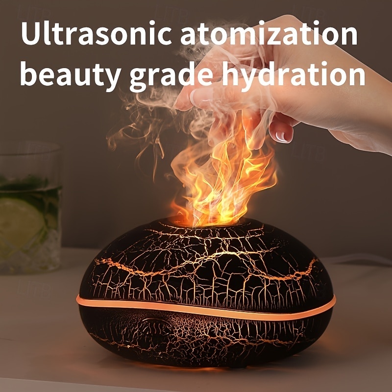 USB-Powered Aromatherapy Humidifier with 7 Color Lights - Essential Oil Diffuser Flame Effect Filter-Free Design for Relaxing Bedroom Ambiance2