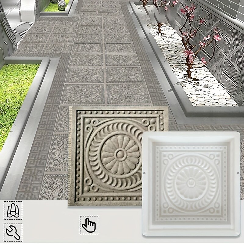 1pc Petal Design Plastic Cement Mold for DIY Walkway Stepping Stones Garden Road Courtyard Paving Mould Wall Tiles Colored Tiles4