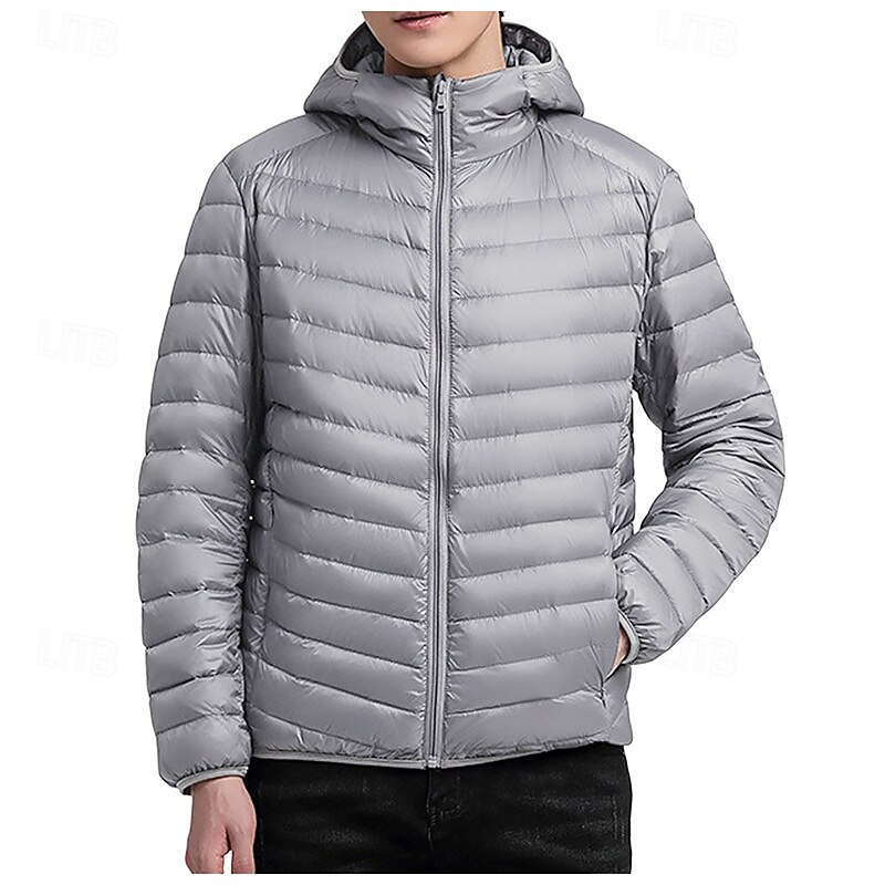 Men's Hoodie Jacket Puffer Jacket Winter Jacket Outdoor Warm Hiking Outfits Hiking Clothes Winter Autumn / Fall Top Camping / Hiking / Caving Running Black Light Grey Green3