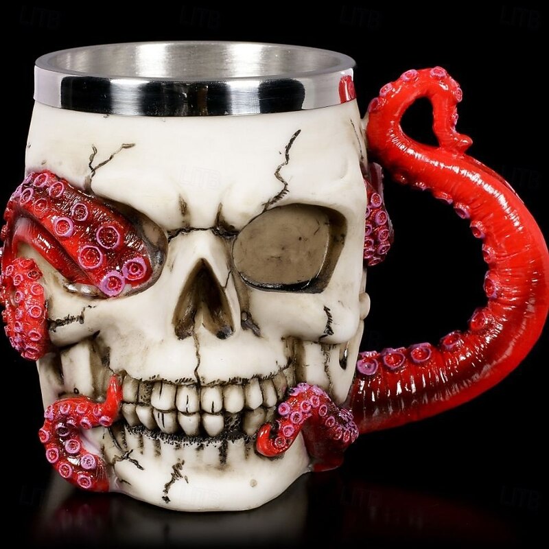 Halloween Skull Mug Stainless Steel Skull-Shaped Beer Goblet Spooky Stemmed Drinkware, Unique Halloween Gift, Fun Party Mug, Perfect for Bars and Collectors