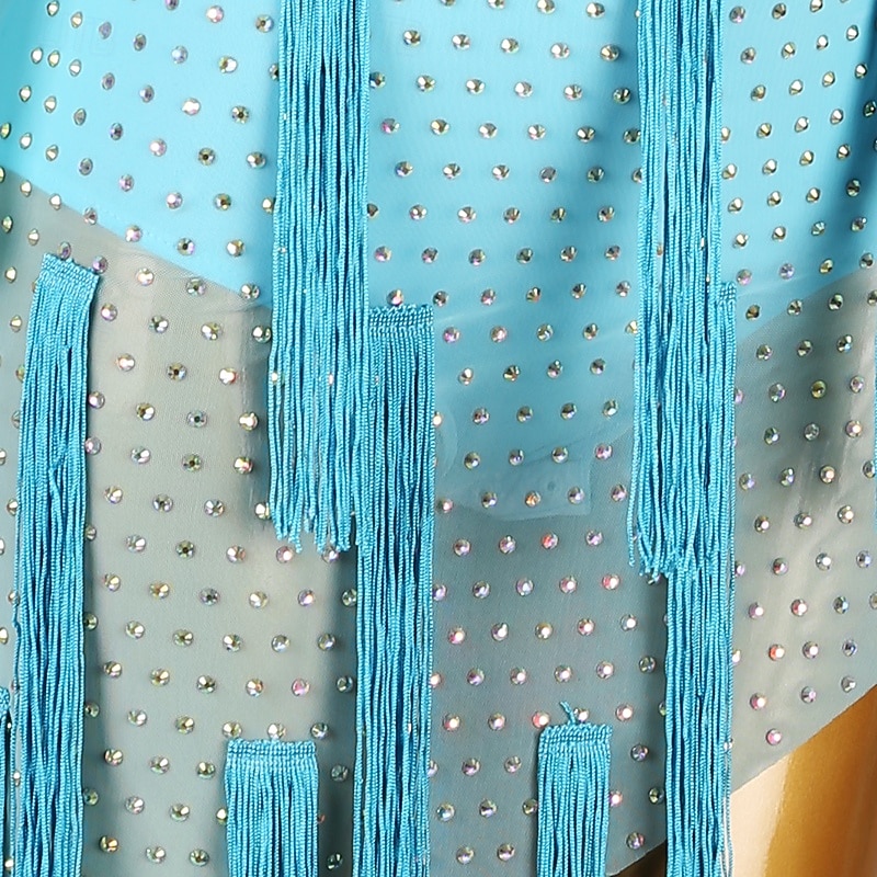 Latin Dance Dress Tassel Crystals / Rhinestones Women's Performance Daily Wear Long Sleeve Mesh Spandex4