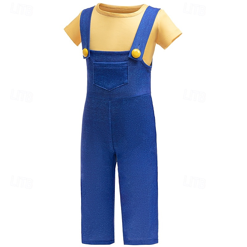 Banana Crew Minion Costume Jumpsuit Adventure Movie Cosplay Movie Cosplay for Boys' Kids Halloween Carnival World Book Day Party School Event Dress Up4