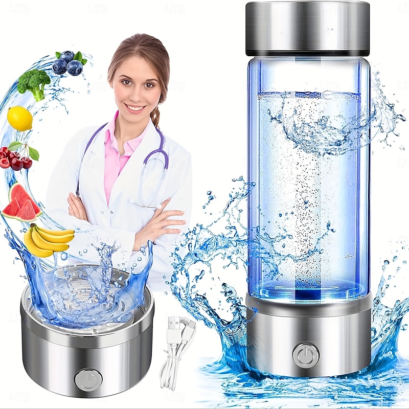 Hydrogen Water Bottle 3 Mins Hydrogen Water Bottle Generator Portable SPE PEM Technology Water Ionizer Gift for Love Suitable for Travel Exercise Home Black Lid2