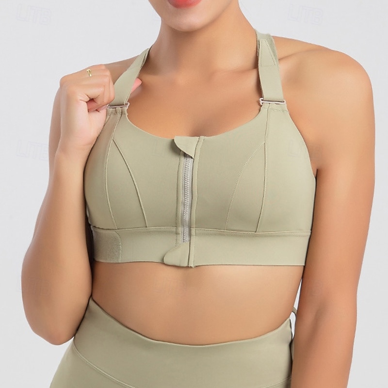 Women's Yoga Bra Sports Tank Top Pilates Bra Underwear High Supports Breathable Sweat-absorbent Wireless With pads Solid / Plain Color Sport Activewear Light Blue Black Gym Pilates Zumba3