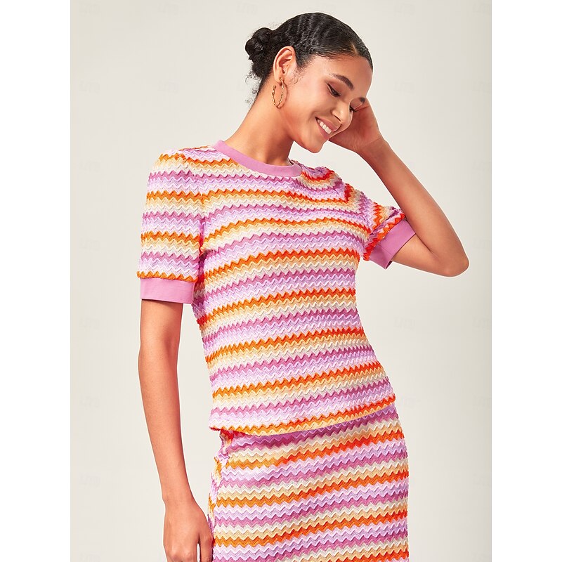 Orange Stretch Color Block Top2