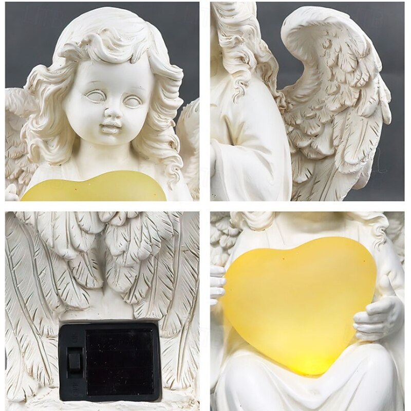 1 Pc Solar Landscape Lights Love Angel Ornament Courtyard Outdoor Statue Decoration Resin Lights2