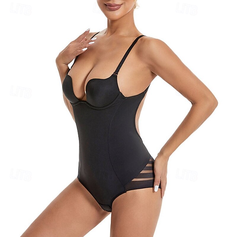 Women V Neck Plain Elastic Shapewear For Pilates Dance2