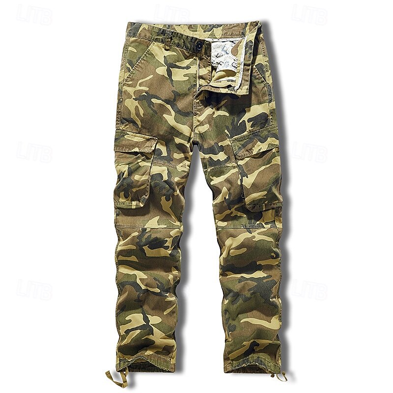 Men's Cargo Pants Hiking Pants Trousers Camo Outdoor Regular Fit Breathable Bottoms Pocket Dark Grey Army Green Cotton Camping / Hiking Running S M L XL XXL