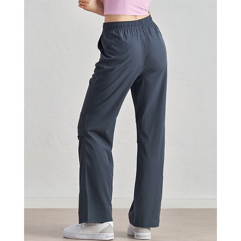 Women's fitness pants Pilates Pants Yoga Pants Drawstring with Pockets Lightweight High Waist Gym Pilates Zumba Bottoms Solid Color Black Blue Fall Sports Activewear Micro-elastic Loose Fit3