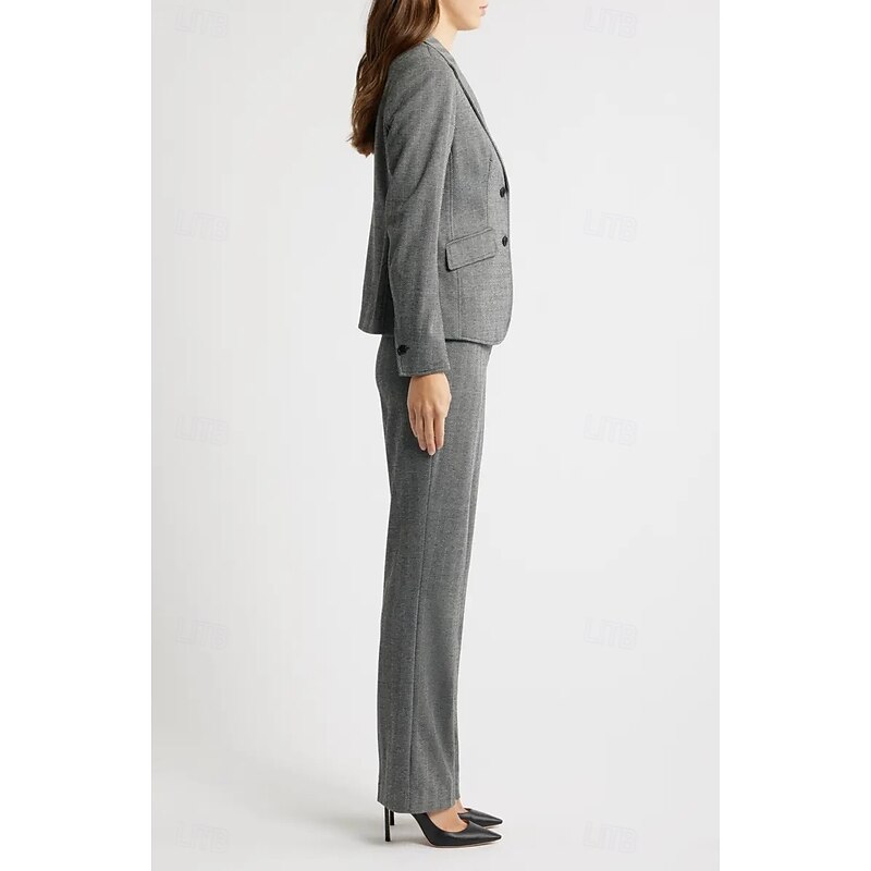 Women's 2 Pieces Suits Formal Wedding Guest Elegant Vintage Simple Long Sleeve Ankle Length Notched Lapels Single Breasted4