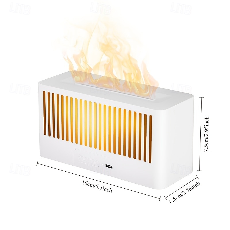 Creative Simulation Flame Humidifier Aromatherapy Machine Colorful Atmosphere Light Home Office Silent Humidification USB3