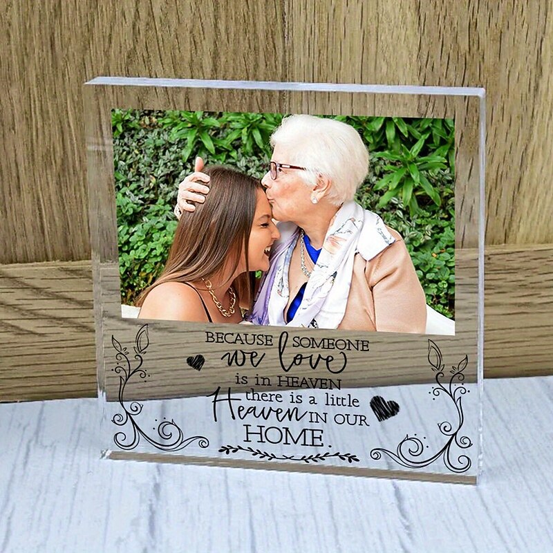 Personalized Memorial Plaque with Custom Photo, Acrylic Sympathy Gift for Loss of Mom or Dad, Indoor Outdoor Durable Tabletop Decor, Heartfelt Tribute2