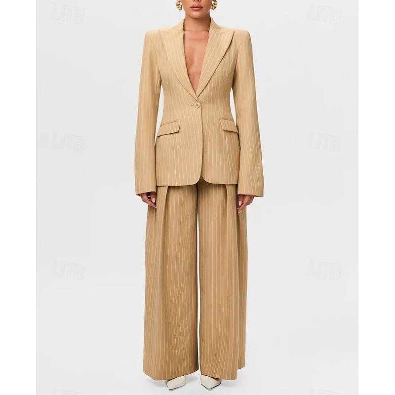 Women's 2 Pieces Suits Formal Wedding Guest Church Elegant Vintage Long Sleeve Floor Length Peak Lapel Single Breasted3