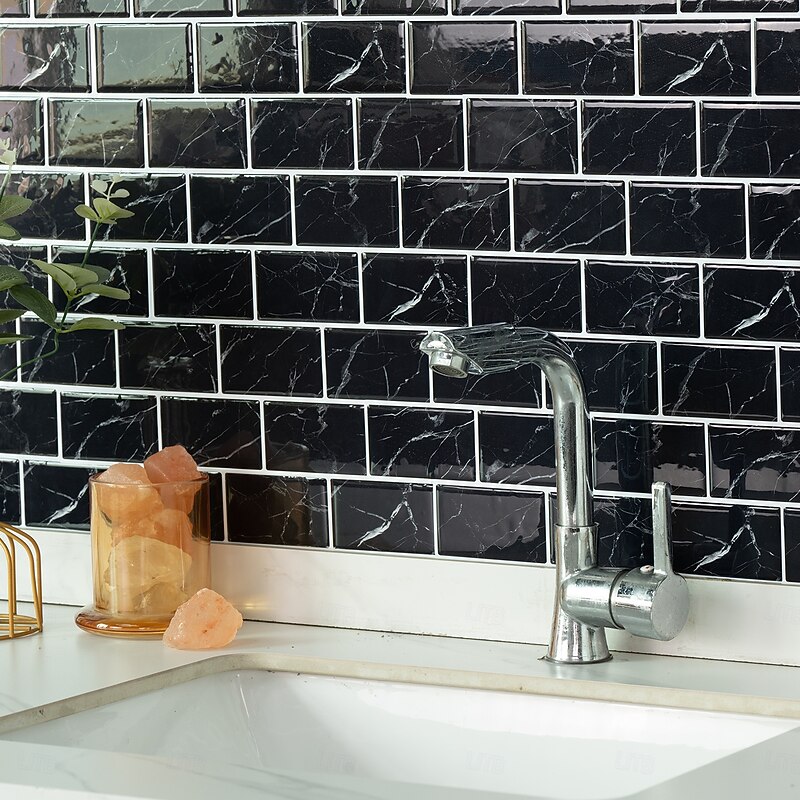 12pcs 3D Peel and Stick Tile Stickers for Walls, Waterproof Vinyl Backsplash Decals, Self-Adhesive Removable Wall Tiles for Kitchen, Bathroom, Living Room, Home Decor3