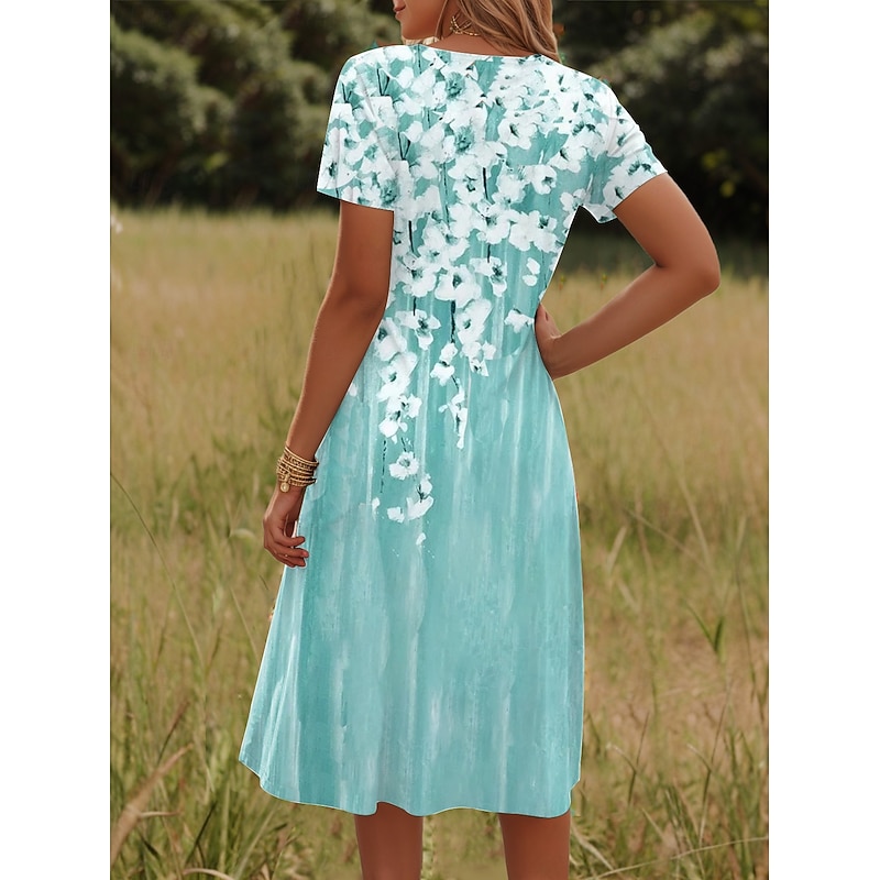 Women's Mini Dress Casual Dress Petite Dress T Shirt Dress Tee Dress Sundress Casual Vacation Casual Daily Regular Fit Floral Short Sleeve Crew Neck Pink Green Summer2