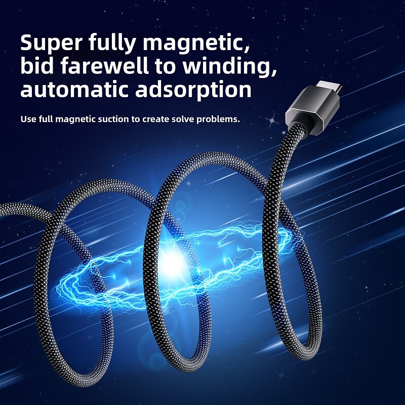 Magnetic Organizing Super Fast Charging Type C Charger Cord - Universal USB-C for iPhone Huawei Android All Phone Models2
