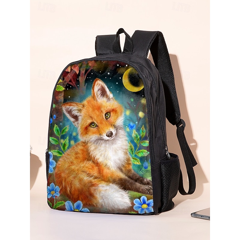 Girls'3-Piece Fox Backpack Set with Lunch Bag and Pencil Case – Cute Forest Animal Print for Elementary School and Everyday Use Kayomi Harai3
