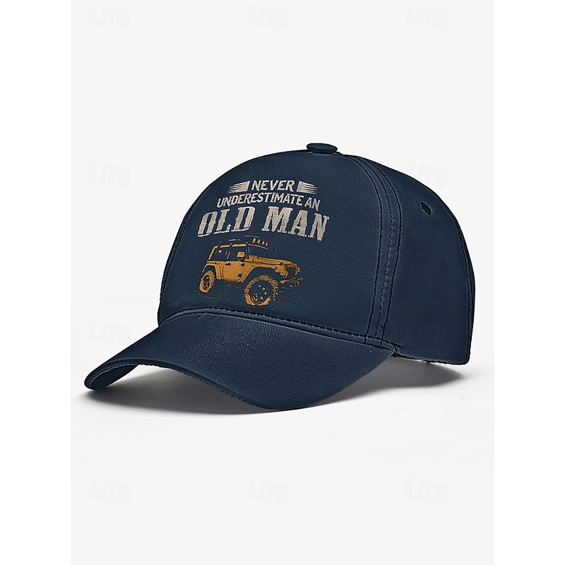 Men's Vintage Baseball Cap with 'Never Underestimate an Old Man' Jeep Print – Adjustable Cotton Dad Hat for Outdoor, Driving and Casual Wear4