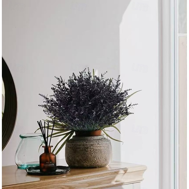 24 Bundles Artificial Black Lavender Flower Bundles for Halloween Outdoor Decoration, UV Resistant Faux Plastic Plants for Hanging Pots, Outdoor Porch, Vase, and Home Window Decorations3