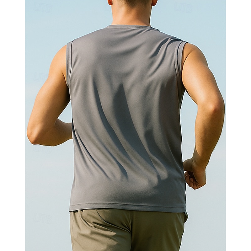 Men's Running Tank Top Running Shirt Sleeveless Vest / Gilet Solid Colored Quick Dry Lightweight Breathable Tennis Golf Running Sportswear Activewear Black Army Green Blue2