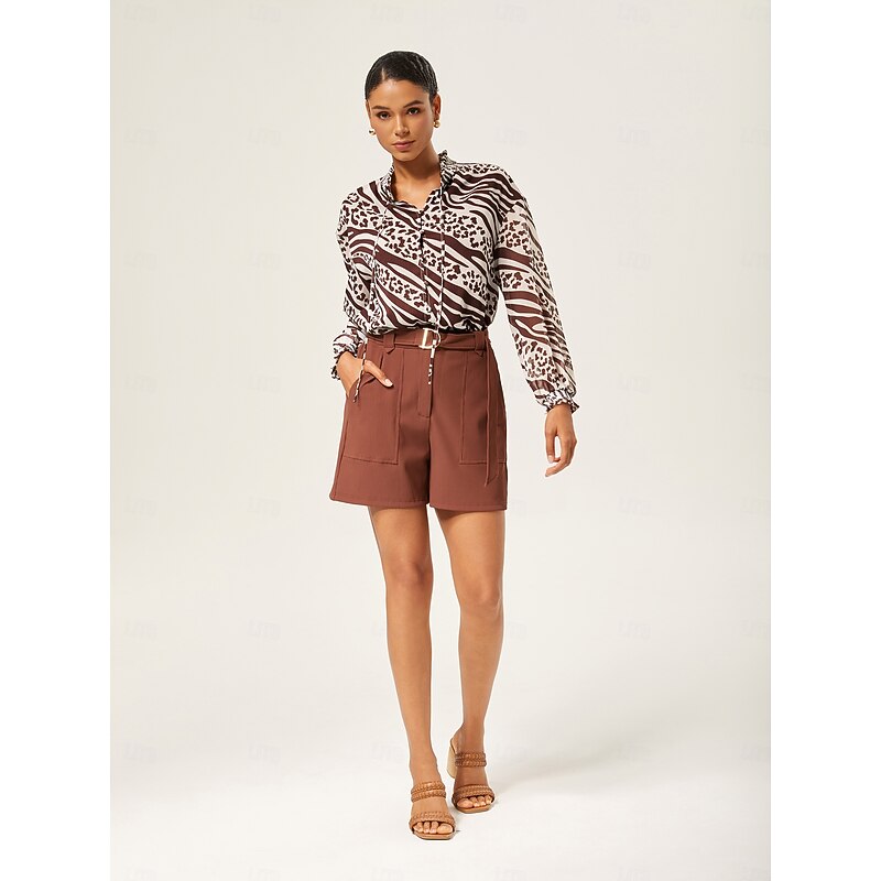 Animal Print Ruched Long Sleeve Pullover3