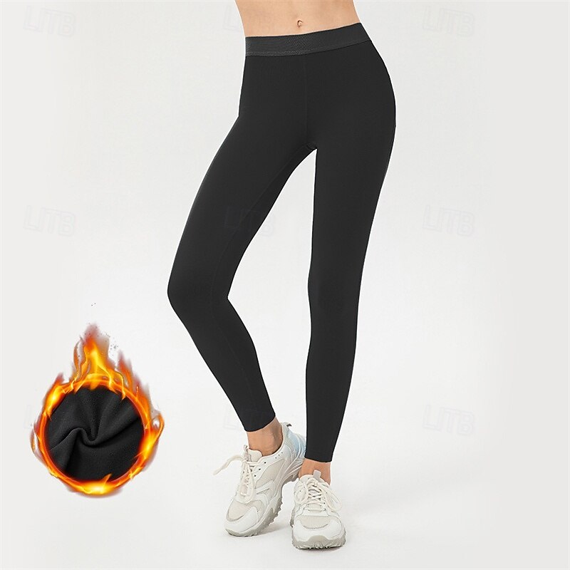 Women's pilates leggings Sports Pants Fitness Leggings Lightweight Warm High Waist Pilates Gym Zumba Bottoms Solid Color Black White Dark Navy Fall Winter Sports Activewear Micro-elastic4
