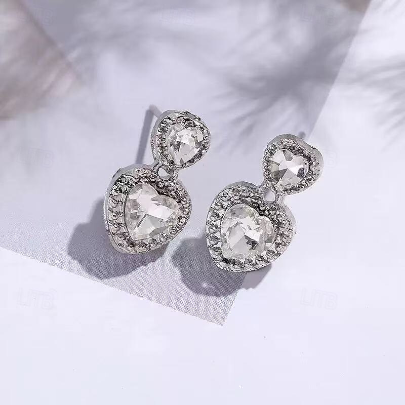 Women's Stud Earrings Geometrical Heart Joy Tropical Stylish Luxury Earrings Jewelry Silver For Party3
