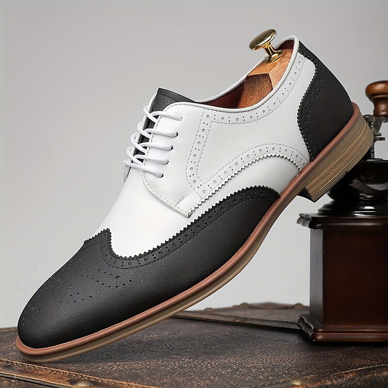 Men's Brown Faux Leather Brogue Casual Shoes – Smart Lace-Up Footwear for Business Casual, Office & Semi-Formal Events2