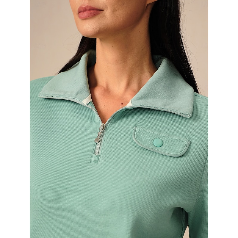 Women's Golf Pullover Sweatshirt Mint Green Long Sleeve Top Ladies Golf Attire Clothes Outfits Wear Apparel4
