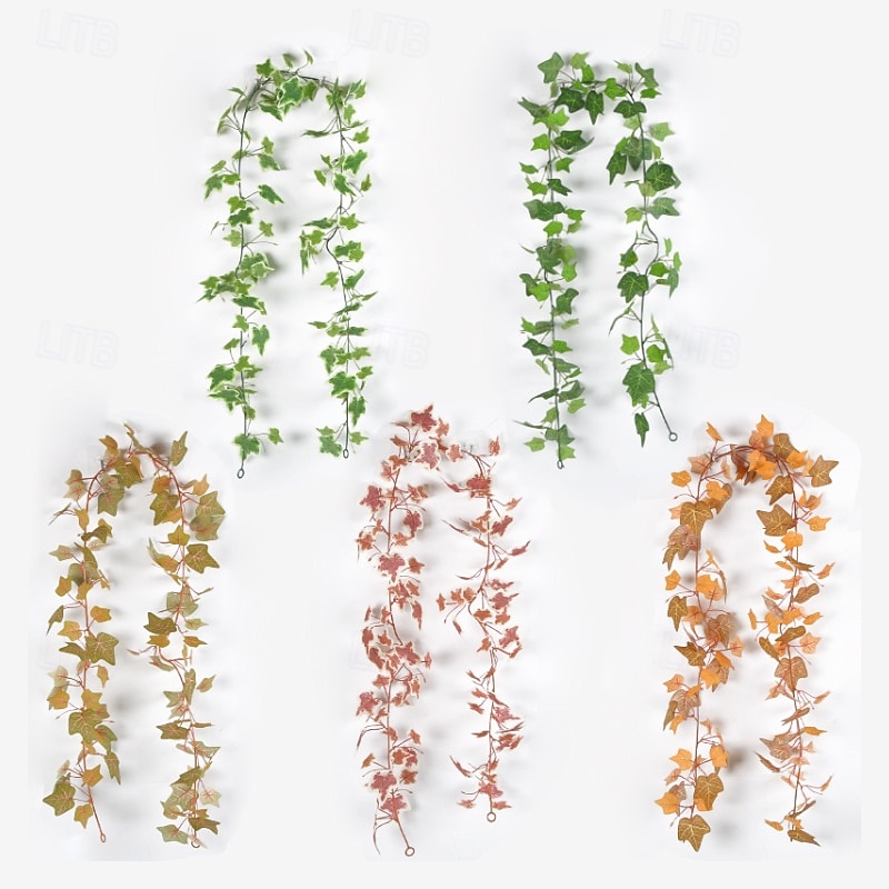 Artificial Maple Leaf Garland for Thanksgiving Decoration, Faux Hanging Greenery Vines for Ceiling Wall Decor, Fall Leaves Vine for Home Wedding Party Display3