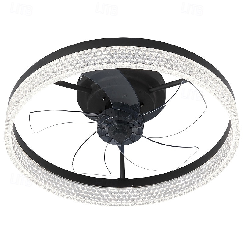 Ceiling Fan with Light, Low Profile Fan, Flush Mount Ceiling Fan, Dimmable LED, App & Remote Control, Quiet DC Motor, for Bedroom, Living Room