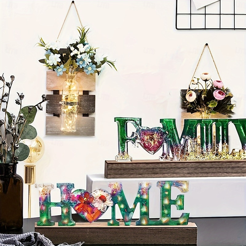 3pcs Silicone Resin Molds with Family Love Phrases Letter Word Epoxy Resin Molds for Resin Art Jewelry Home Decoration/Valentine'S Day Making DIY Handmade Sign Resin Supplie3